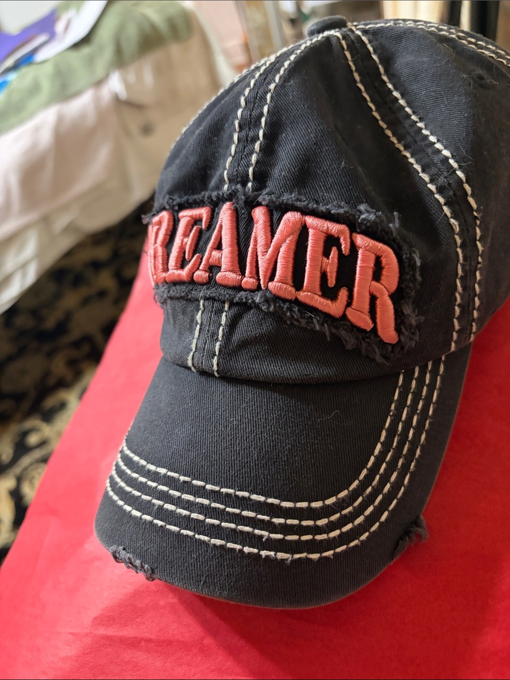 Black Baseball Cap with Pink 'DREAM' Embroidery - Picture 10 of 15